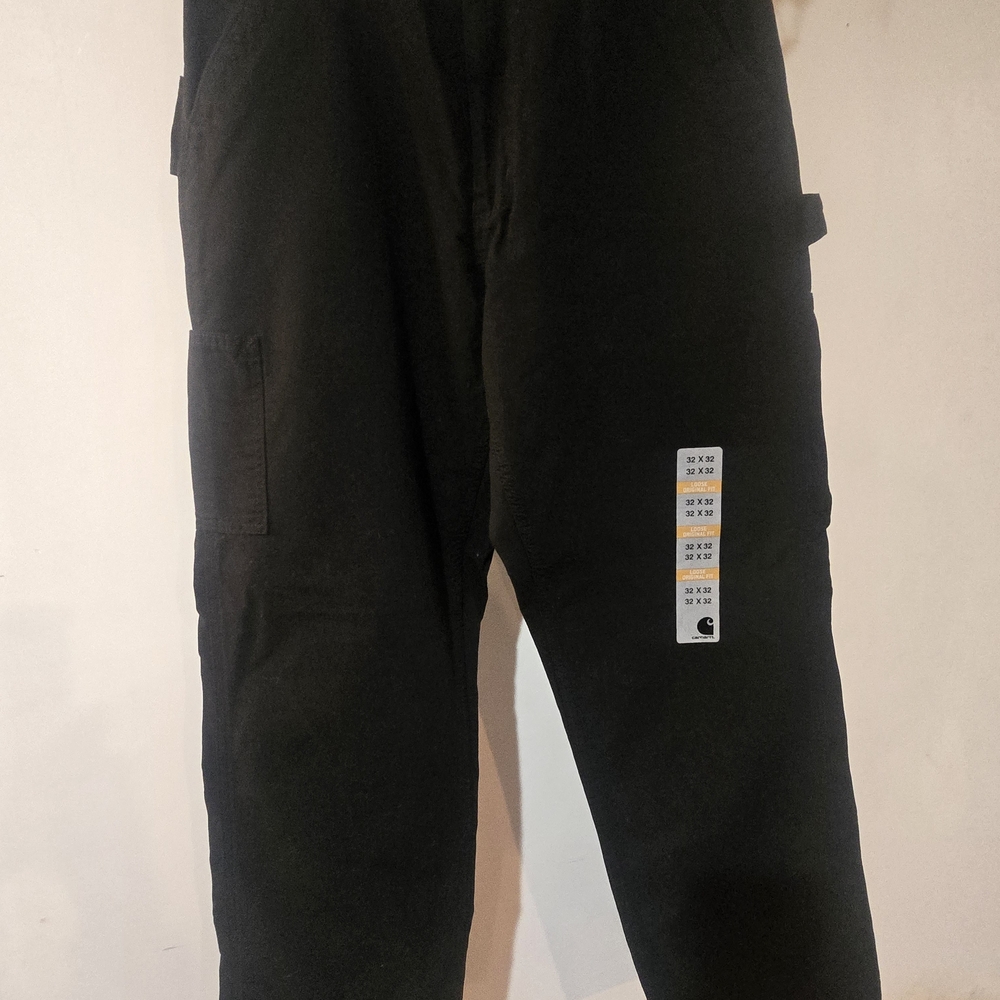 NWT carhartt original fit Black Canvas Work Dungarees 32x32
